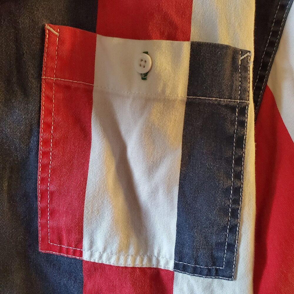 Vintage Tommy Hilfiger Denim Mens M Hooded Shirt Color Stripe Y2K - Picture 3 of 13